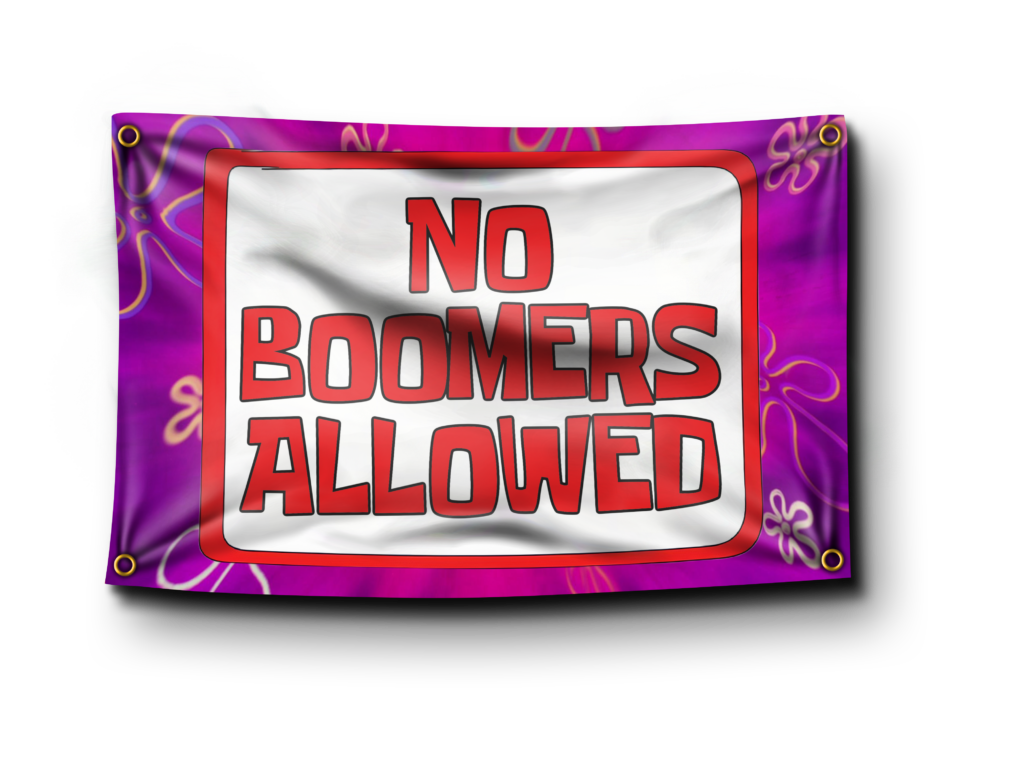 No Boomers Allowed Sign Flag | Banger Flags